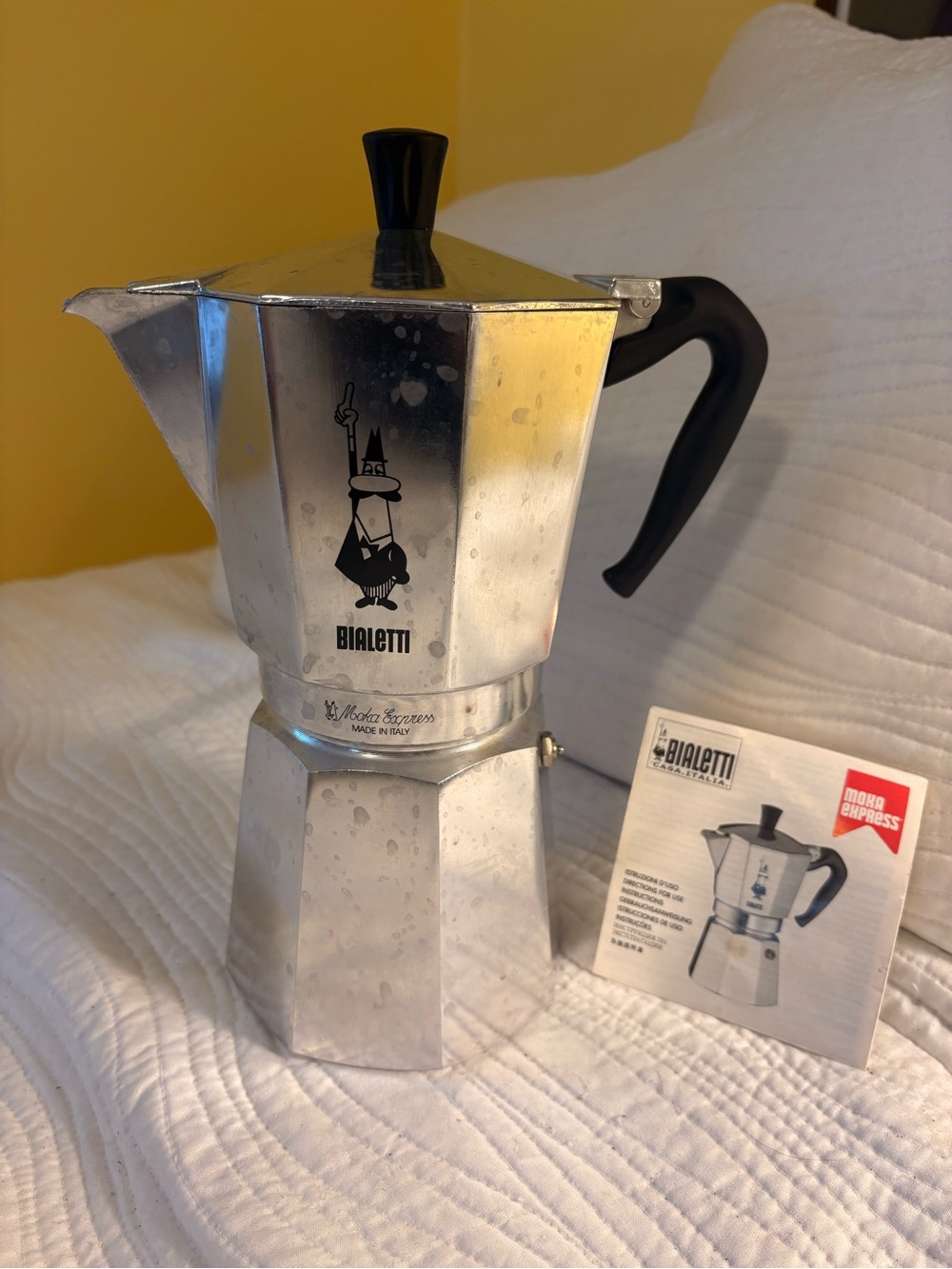 Bialetti Moka Express Stovetop Espresso Maker - Silver with Black Handle